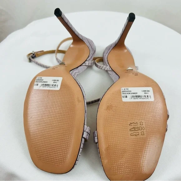 Schutz Altina Lavender Faux Vegan Crocodile Leather Strap Heels Women’s Sz 8.5B
